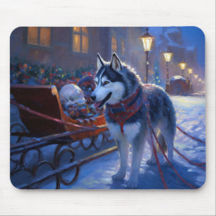 Siberian Husky Christmas Festive Season Mouse Pad
