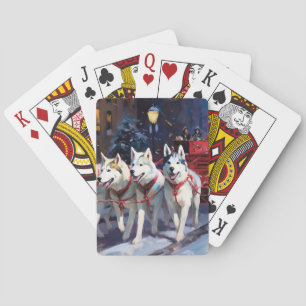 Siberian Husky Christmas Festive Season Playing Cards