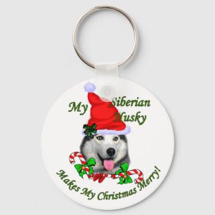 Siberian Husky Christmas Gifts Key Ring