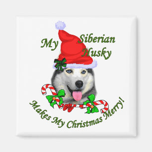 Siberian Husky Christmas Gifts Magnet