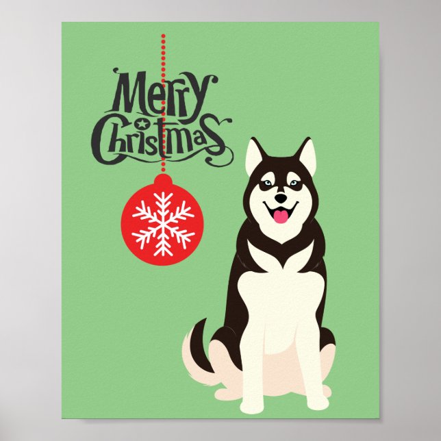 Siberian Husky Christmas Holiday   Poster (Front)