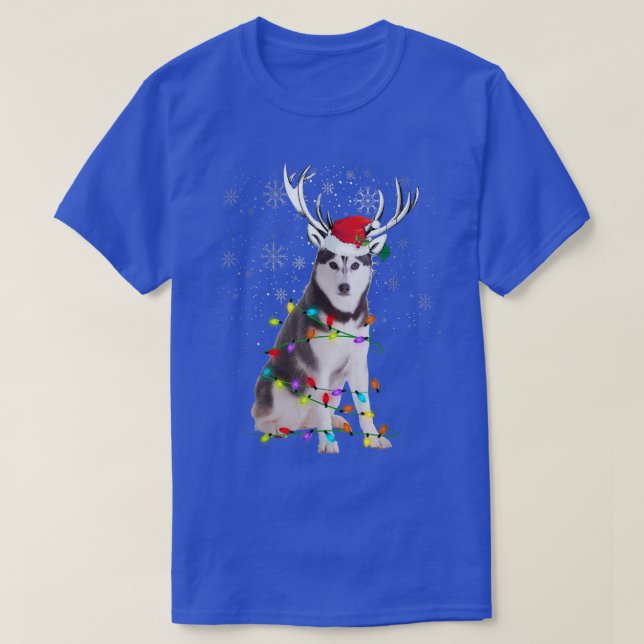 Siberian Husky Christmas Lights Xmas  T-Shirt (Design Front)
