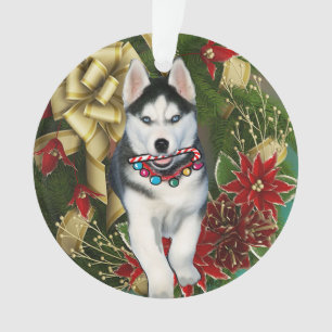 Siberian Husky Christmas ornament