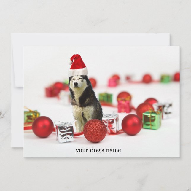 Siberian Husky Christmas Ornament invitation (Front)