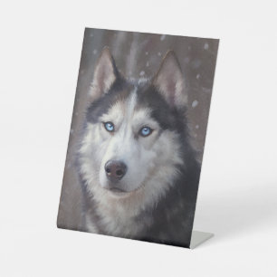 Siberian Husky Christmas Pedestal Sign