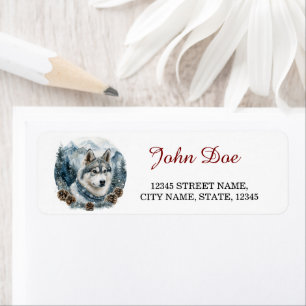 Siberian Husky Christmas Return Address Label