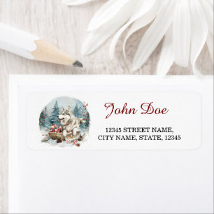 Siberian Husky Christmas Return Address Return Address Label