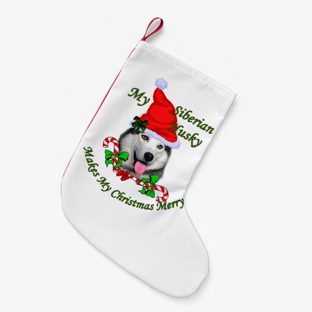 Siberian Husky Christmas Small Christmas Stocking (Front (Hanging))