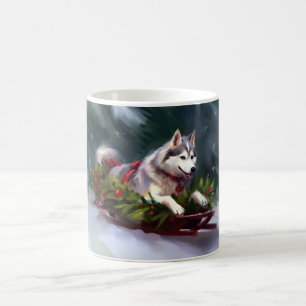 Siberian Husky Christmas snow winter Coffee Mug