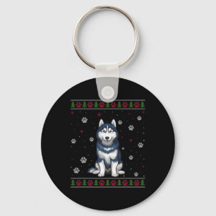 Siberian Husky Christmas Sweater Xmas Pet Animal D Key Ring