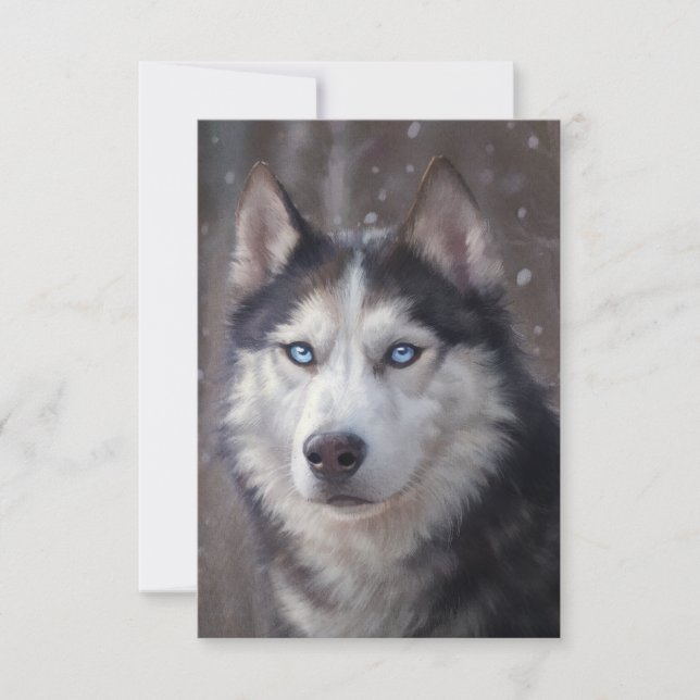 Siberian Husky Christmas Thank You Card (Front)