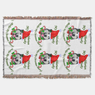 Siberian Husky Christmas Throw Blanket