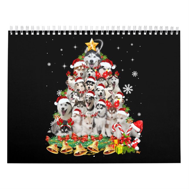 Siberian husky christmas tree lights | dog xmas calendar (Cover)