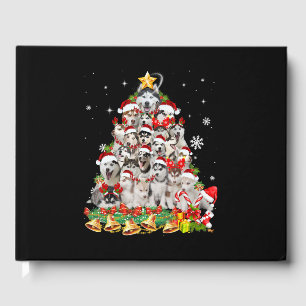 Siberian husky christmas tree lights dog xmas guest book