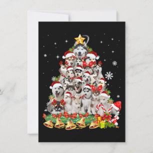 Siberian husky christmas tree lights dog xmas invitation