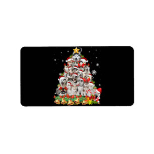 Siberian husky christmas tree lights   dog xmas label