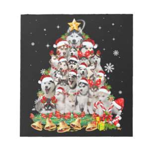 Siberian husky christmas tree lights   dog xmas notepad