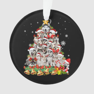 Siberian husky christmas tree lights   dog xmas ornament