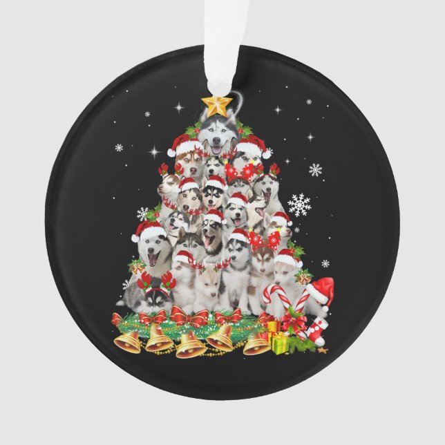 Siberian husky christmas tree lights | dog xmas ornament (Front)