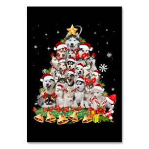 Siberian husky christmas tree lights   dog xmas table number