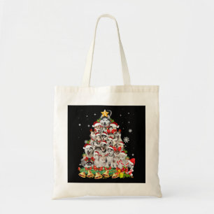 Siberian husky christmas tree lights   dog xmas tote bag