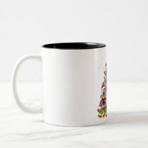 Siberian husky christmas tree lights dog xmas Two-Tone coffee mug