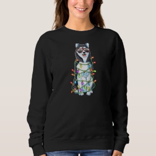 Siberian Husky Christmas Tree Lights Santa Xmas D Sweatshirt