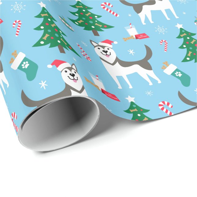 Siberian Husky Christmas Wrapping Paper (Roll Corner)
