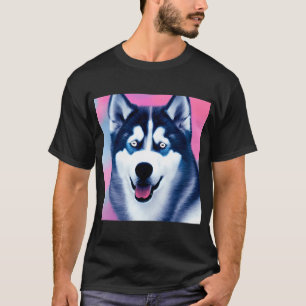 Siberian Husky colourful dog portrait #43 T-Shirt