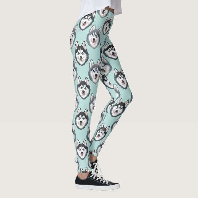 Siberian Husky Cute Dog Lover Pattern Leggings (Right)