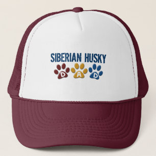 SIBERIAN HUSKY Dad Paw Print 1 Trucker Hat