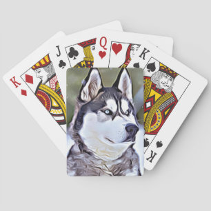 Siberian Husky Digital Painting Playing Cards