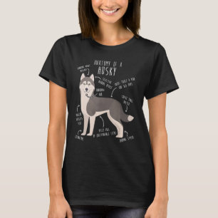 Siberian Husky Dog Anatomy Grey Gray Pet Mom Cute T-Shirt