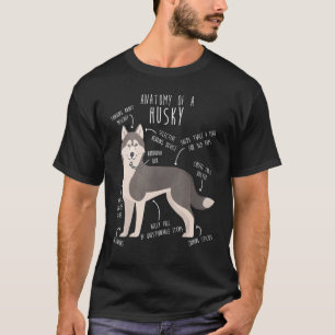 Siberian Husky Dog Anatomy Grey Gray Pet Mom Cute T-Shirt