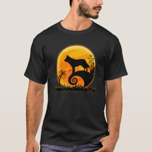 Siberian Husky Dog And Moon Scary Halloween Costu T-Shirt