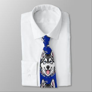 Siberian Husky Dog And Mountain Laurel Blossom Tie