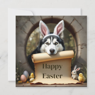 Siberian Husky dog and the message Holiday Card