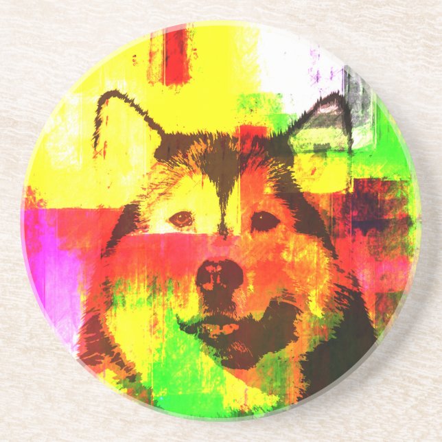 Siberian Husky Dog Art Coaster (Front)