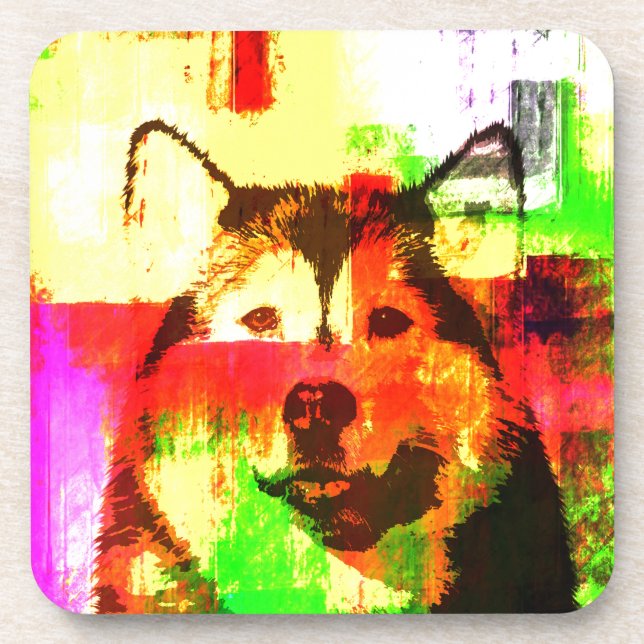 Siberian Husky Dog Art Coaster (Front)