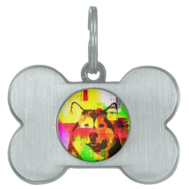 Siberian Husky Dog Art Pet Name Tag (Front)