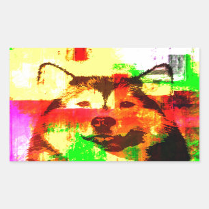Siberian Husky Dog Art Rectangular Sticker