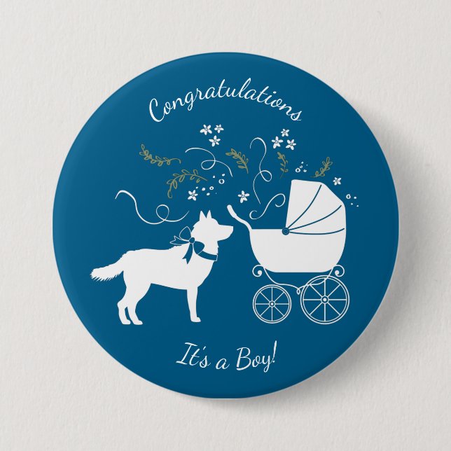 Siberian Husky Dog Baby Shower 7.5 Cm Round Badge (Front)