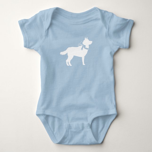 Siberian Husky Dog Baby Shower Baby Bodysuit (Front)