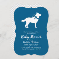 Siberian Husky Dog Baby Shower Blue Boy