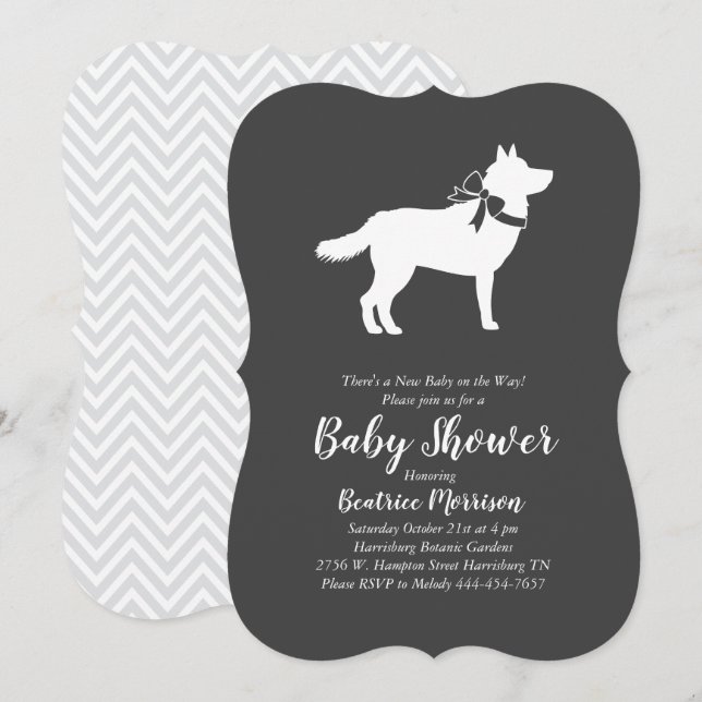 Siberian Husky Dog Baby Shower Gender Neutral Invitation (Front/Back)