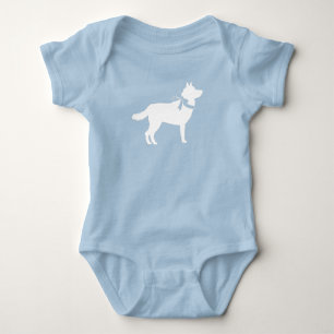 Siberian Husky Dog Baby Shower Puppy Blue Boy Baby Bodysuit