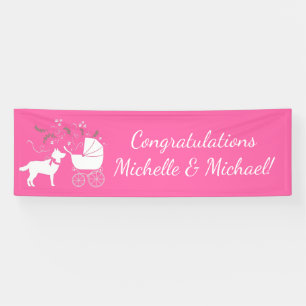 Siberian Husky Dog Baby Shower Puppy Pink Girl Banner