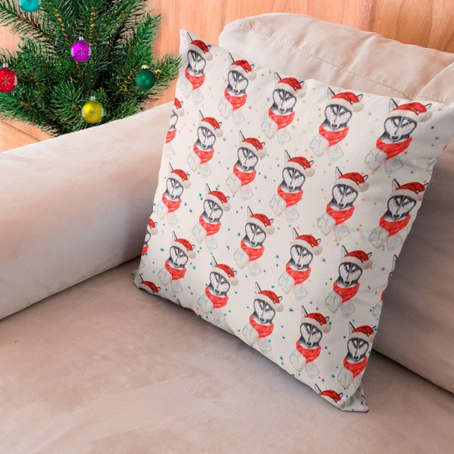Siberian Husky Dog Breed Christmas Stars Cushion (Creator Uploaded)
