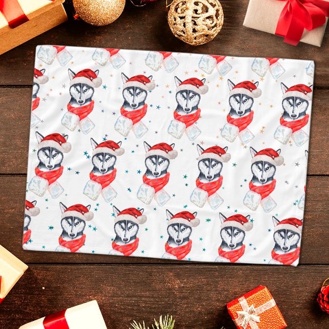 Siberian Husky Dog Breed Christmas Stars Fleece Blanket (Creator Uploaded)