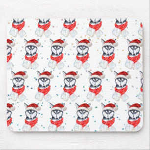 Siberian Husky Dog Breed Christmas Stars Mouse Pad